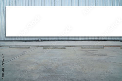 outdoor car parking and empty white billboard .Blank space for text and images. © oatautta