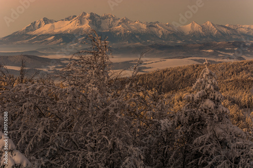 Tatry widziane z Jaworzyny Krynickiej , Beskid Sądecki.
