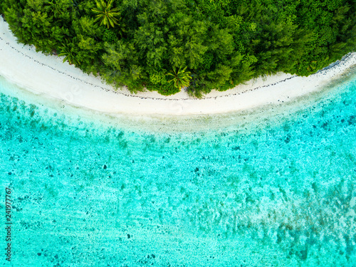 An aerial view of Muri Lagoon on Rarotonga in the Cook Islands