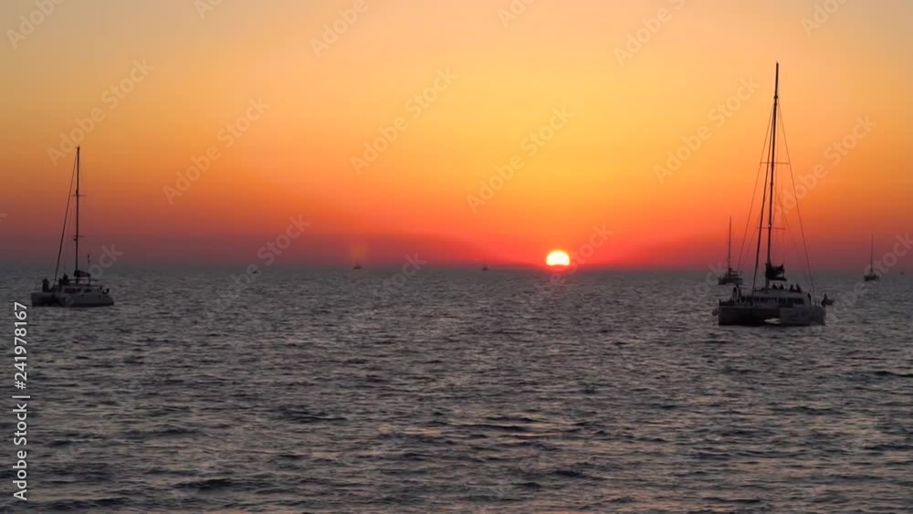 Orange Sunset Sky Ocean Boat Ride Bay Panorama Orange Sunset Sky Ocean Boat Ride Bay Panorama