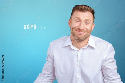 Closeup portrait young funny looking man