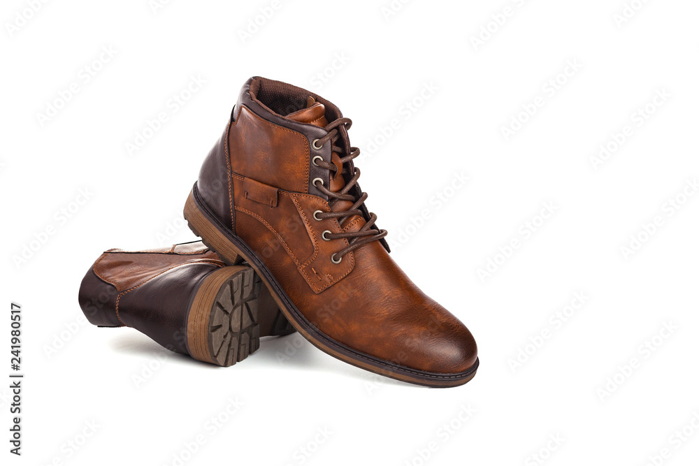 Men's shoes brown casual. Isolated on white background Men's shoes brown casual. Isolated on white background