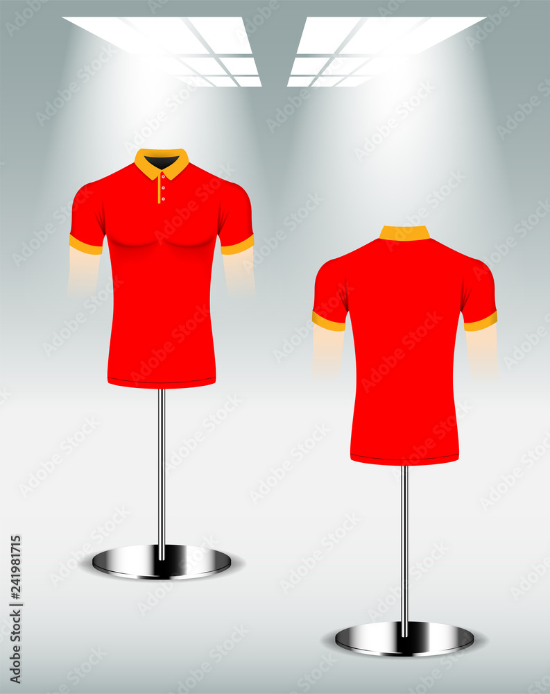 Polo shirt design back and front, red yellow color Stock Vector | Adobe  Stock