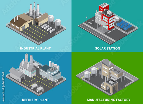 Industrial Buildings Concept Icons Set