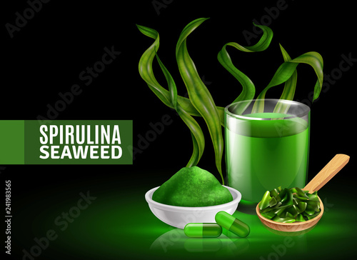 Spirulina Realistic Composition 