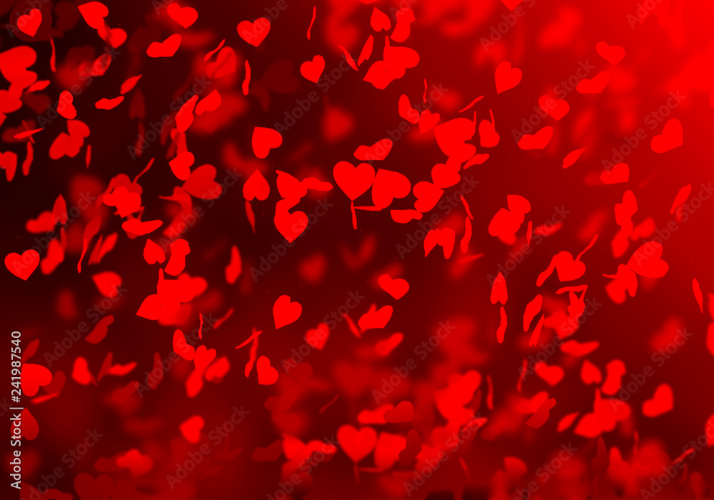 Festive blurred bokeh background, falling red hearts, petals of hearts, bright, lovely, black, gradient, Valentine's day, wedding, happy, romance Festive blurred bokeh background, falling red hearts, petals of hearts, bright, lovely, black, gradient, Valentine's day, wedding, happy, romance