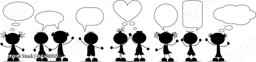 Silhouetten von Kindern mit Sprechblasen