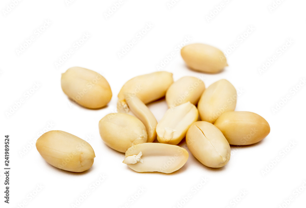 Fresh peanuts snack isolated on white background