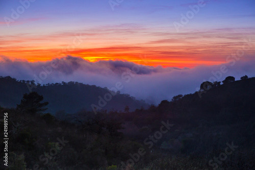 Picturesque Sunset Over Misty Landscape