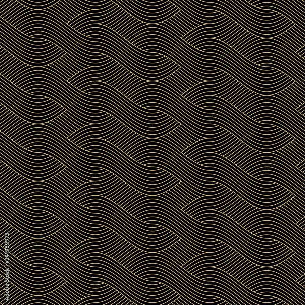  Weave pattern, Braided seamless, Geometric vector in black and gold color
