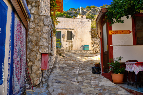 Konstfotografi Street in the city of Fanes on the island of Rhodes in Greece