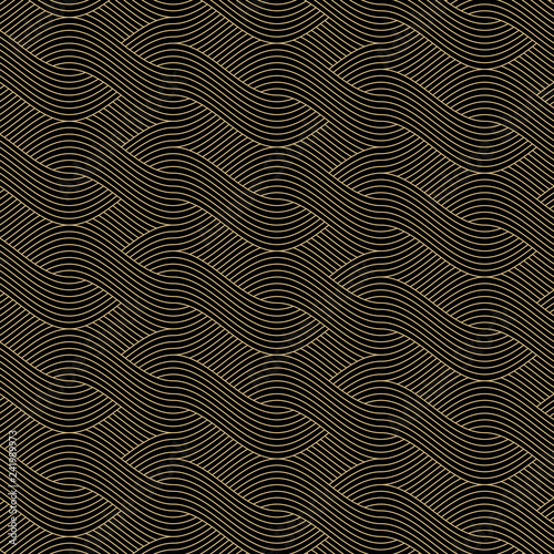  Weave pattern, Braided seamless, Geometric vector in black and gold color