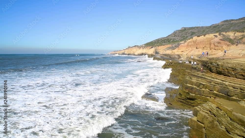 California Cliffs, Slow Motion Waves, Point Cabillo, San Diego California California Cliffs, Slow Motion Waves, Point Cabillo, San Diego California