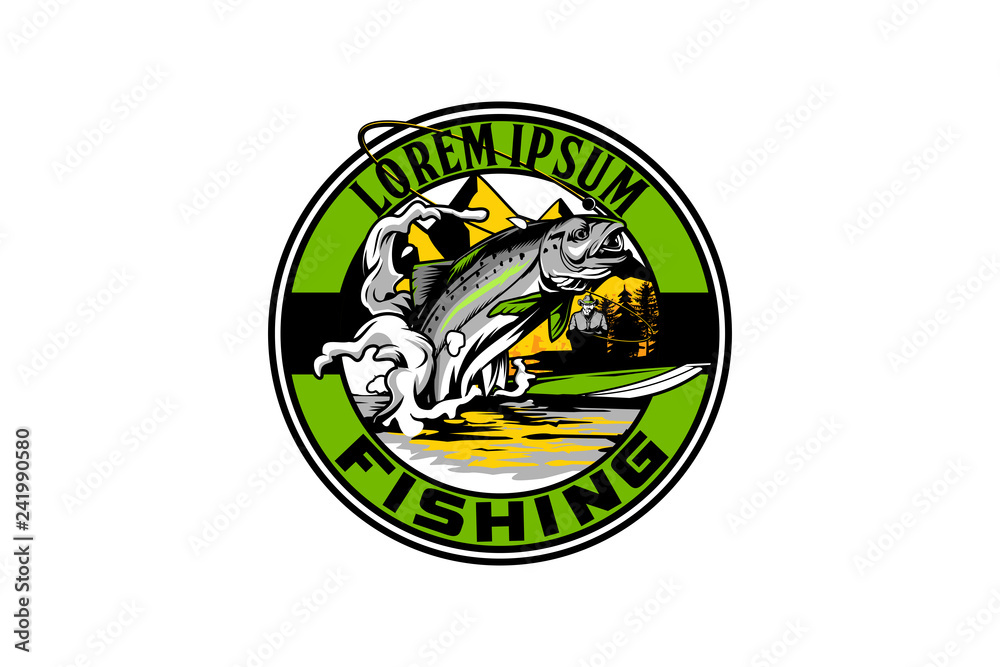fishing vector logo badge template