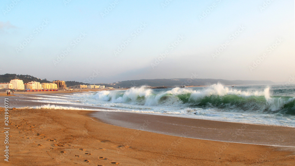Big waves of Atlantic ocean, Nazare, Portugal
