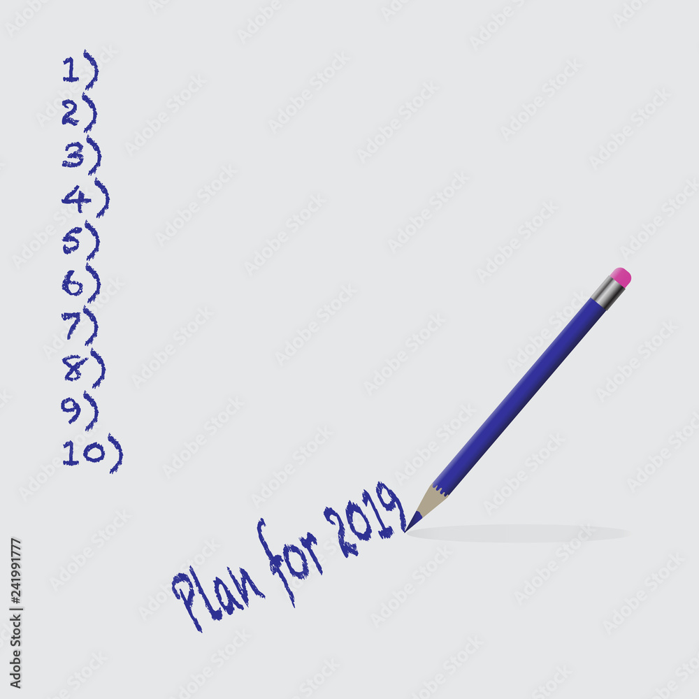 Note sheet with plan for 2019 Note sheet with plan for 2019