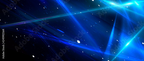Abstract blue background with neon rays  flashes of light  faces  lines. Cosmic abstract background of the substrate.