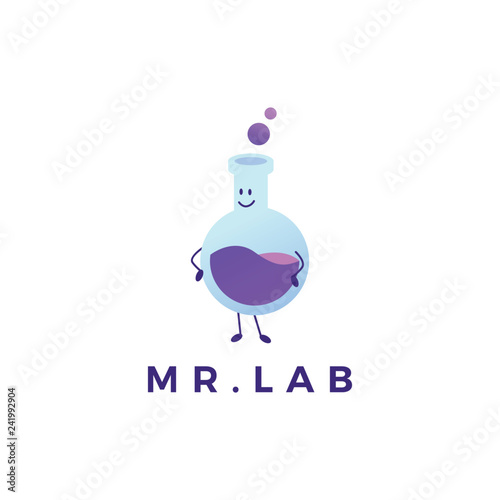 glass lab mascot character logo vector icon illustration