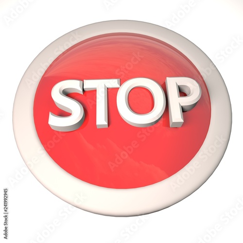 Stop button over white background