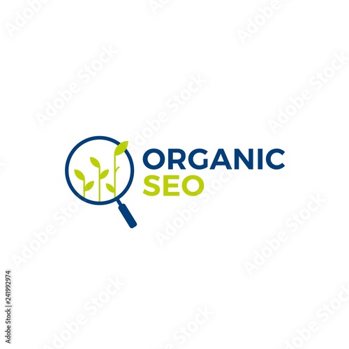 organic seo sprout leaf search logo vector icon illustration