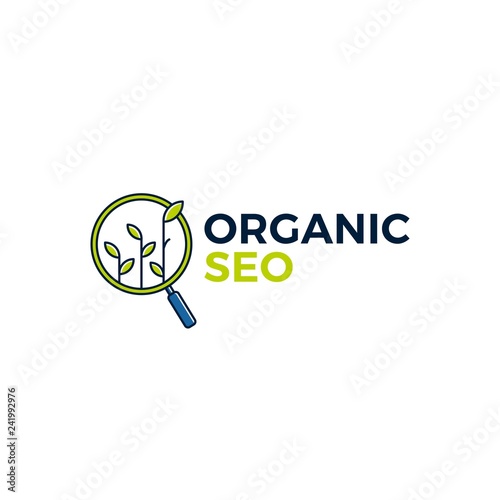 organic seo sprout leaf search logo vector icon illustration