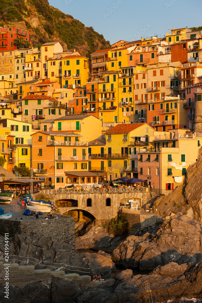 Manarola, village with colorful houses, Cinque Terre, Liguria, Italy, July 2013