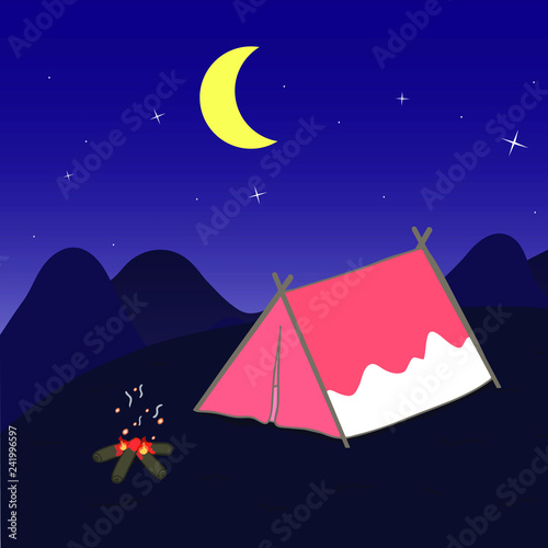 Camping night illustration 