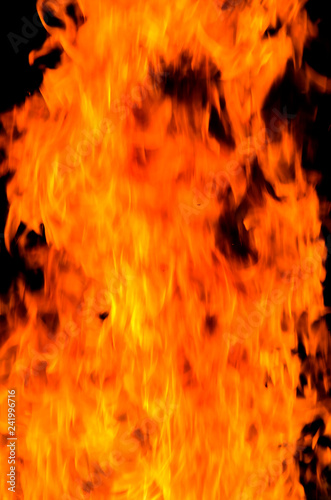 Fire flames on black background. - Image