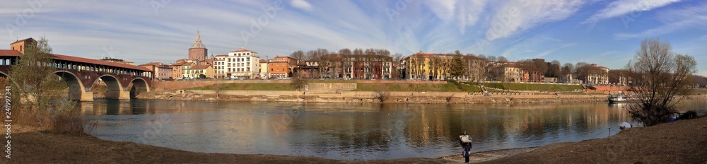 fiume po a pavia in italia in europe, po river placed in pavia city in europe 