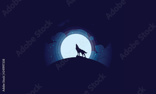 The moon silhouette wolf