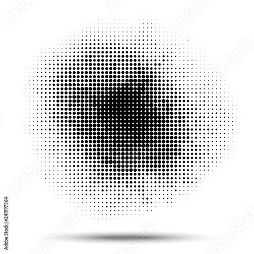 Halftone circle pattern. Grunge spot using halftone dots texture. Vector illustration.
