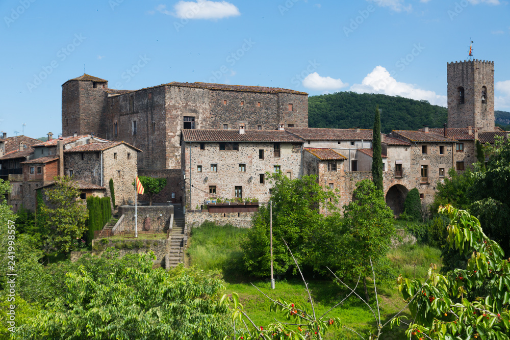 Castle of Santa Pau in summer day, Garrotxa