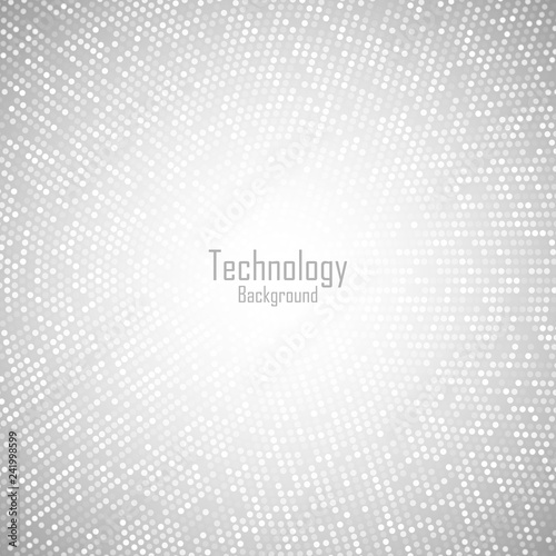 Abstract Circular Light Gray Background. Technology grey digital circle pixels pattern. Big data. Vector illustration.