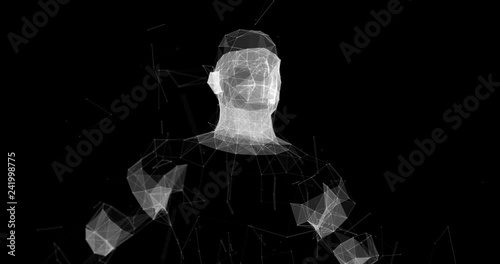Human Figure Head Polygon 3D Model 4k Video Footage.