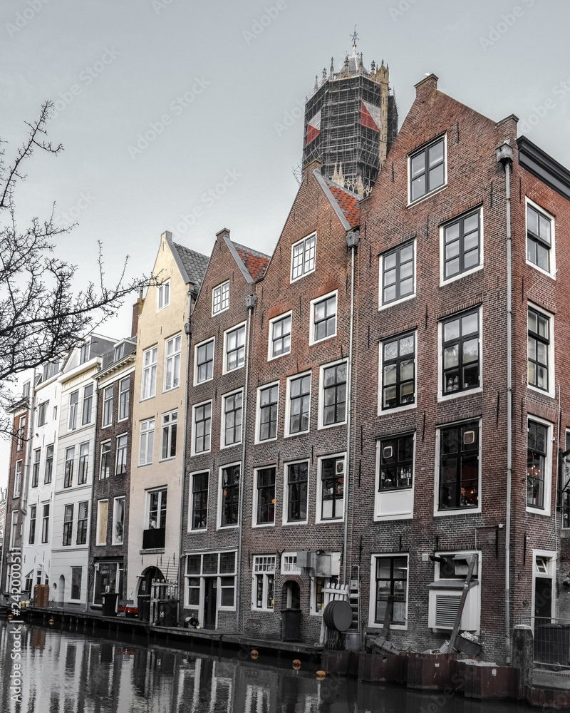 Fototapeta premium Canal houses in Utrecht city, the Netherlands