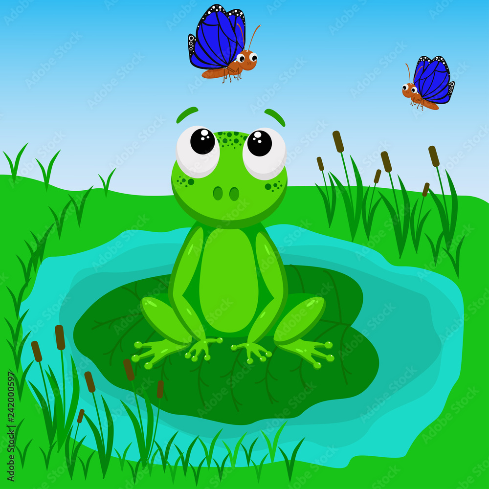 Fototapeta premium frog in the swamp - vector illustration, eps