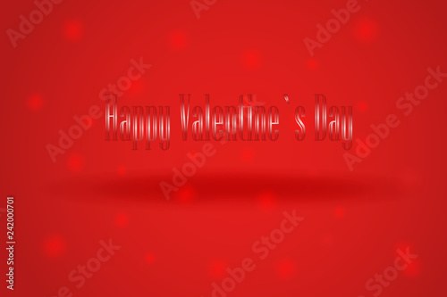 An inscription of Happy Valentine's Day on a red gradient background with snowflakes