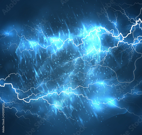 A bright lightning in the dark sky. Vector image