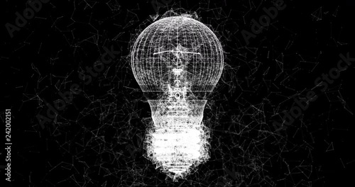 White Light Bulb Zoom Out Plexus 4k Video Animation Clip.