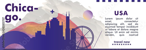 USA United States of America Chicago skyline city gradient vector banner