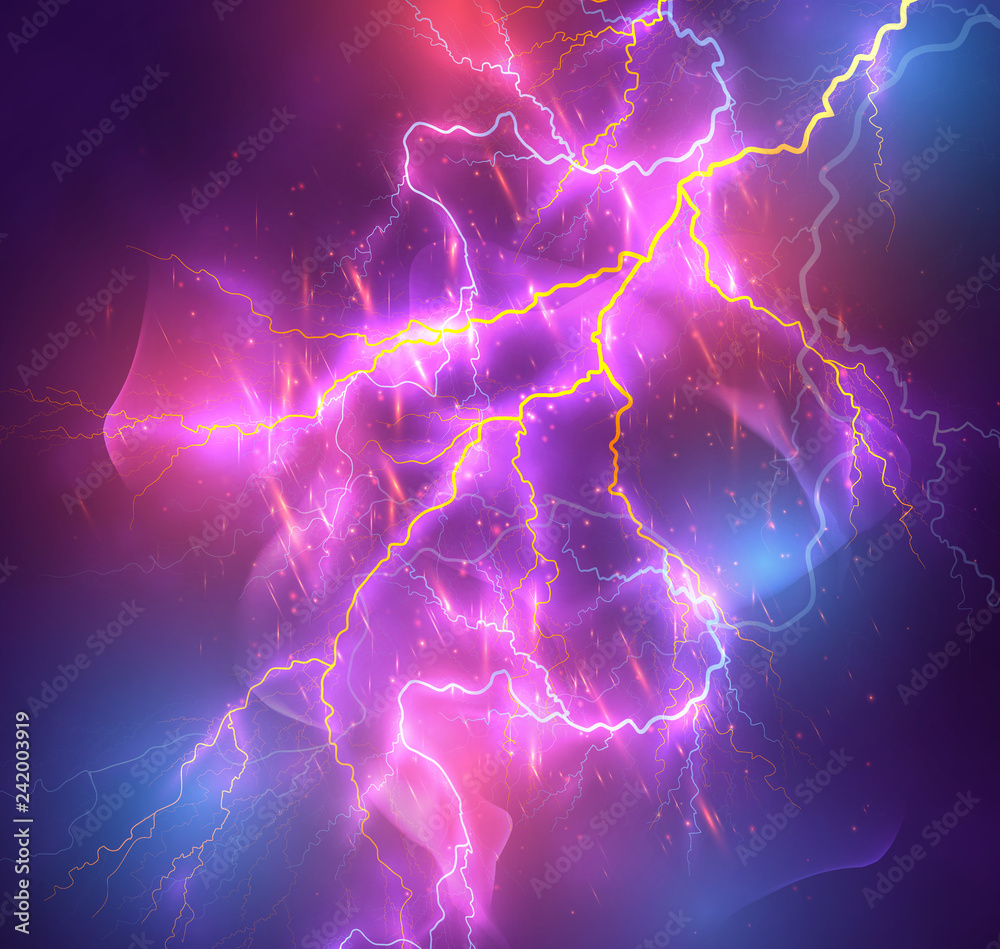 Obraz premium Vector bright lightning on a dark colored background.