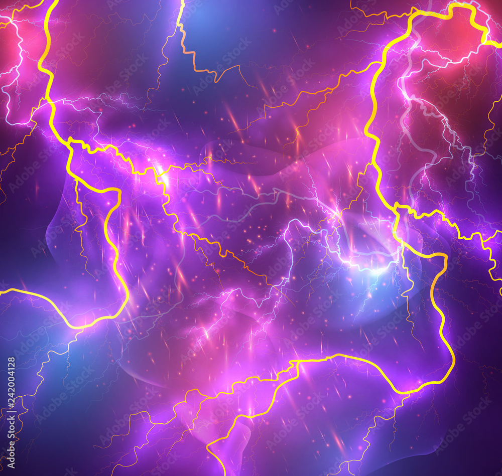 Obraz premium Vector bright lightning on a dark colored background.