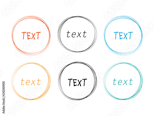Hand drawn scribble circles. Round sketch line vector frames. Scribble round sketch frame pencil with sample text illustration
