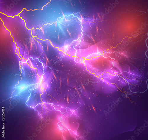 Vector bright lightning on a dark colored background.