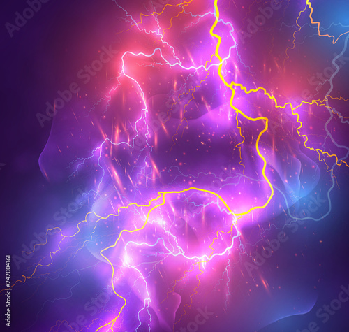 Vector bright lightning on a dark colored background.