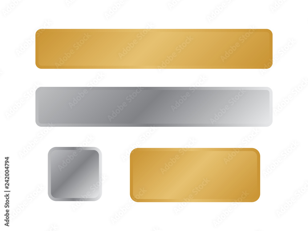 Bronze, silver and golden banners. Metal gold plate vector vintage Bronze, silver and golden banners. Metal gold plate vector vintage