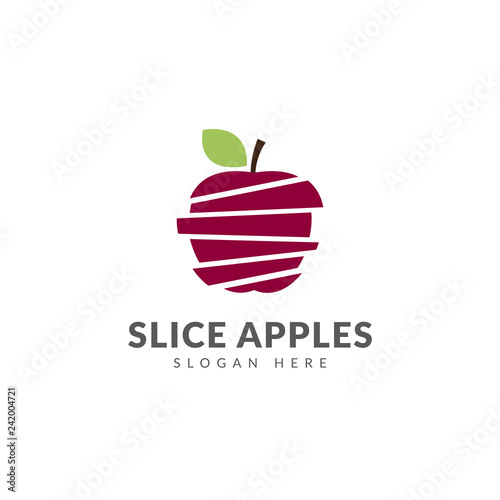Slice apple logo template vector design with sliced ​​red apple