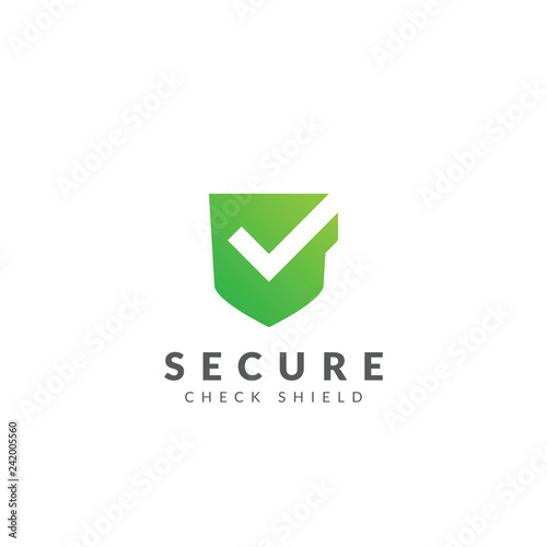 Free Download Security logo template vector design with shield and check mark, green color - GFXLoad