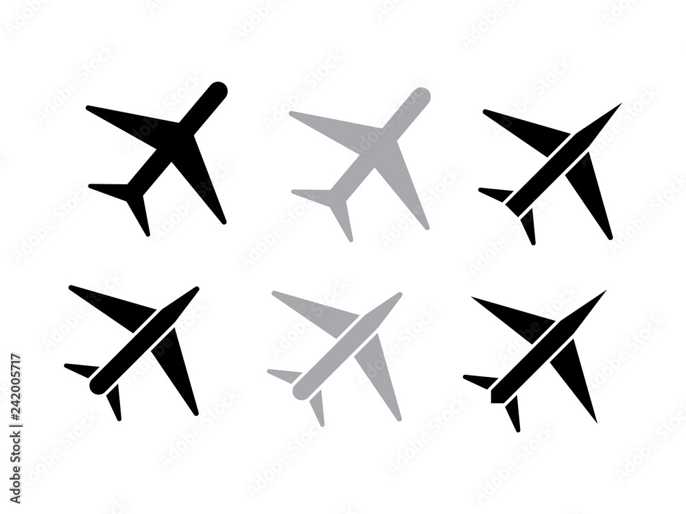 Plane vector. Jet symbols and airplane aviation signs Plane vector. Jet symbols and airplane aviation signs