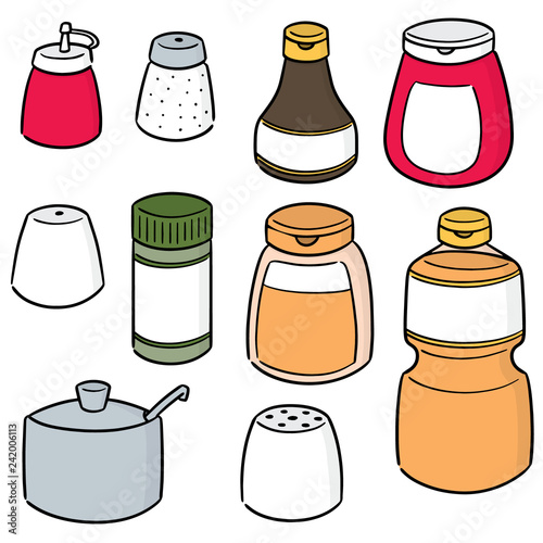 vector set of condiment bottles